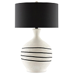 Настольная лампа фактурная с черными круговыми линиями на корпусе Recess варинант исполнения - 3 | Loft Concept в Барнауле