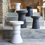 Приставной стол из искусственного камня Chess Black варинант исполнения - 3 | Loft Concept в Барнауле