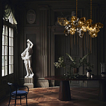 Люстра подвесная с 22-мя гранёными стеклянными плафонами с вертикальными подвесками Gilded Mirage  варинант исполнения - 9 | Loft Concept в Барнауле