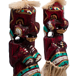 Комплект из 2-х деревянных статуэток Asmat Straw Headdress Statuettes Red Turquoise Tattoo варинант исполнения - 3 | Loft Concept в Барнауле