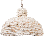 Подвесной светильник в виде купола декорированный белыми деревянными бусинами White Wooden Beads Hanging Lamp варинант исполнения - 1 | Loft Concept в Барнауле