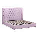 Кровать двуспальная фиолетовая с основанием из массива дерева с мягким изголовьем Velour Beds варинант исполнения - 1 | Loft Concept в Барнауле