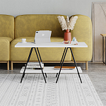 Стол журнальный с белой прямоугольной столешницей и полкой ESSEL WHITE варинант исполнения - 1 | Loft Concept в Барнауле