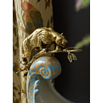 Чаша голубого цвета с оранментом и и бронзовыми фигурами леопардов Eden Garden варинант исполнения - 7 | Loft Concept в Барнауле