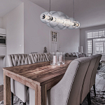 Подвесной светильник линейный с прозрачными стеклянными шарами разного диаметра Eurofase варинант исполнения - 9 | Loft Concept в Барнауле