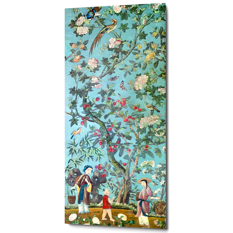 Постер на холсте в стиле шинуазри с изображением сада Chinoiserie Imperial Peach Garden Poster Бирюзовый Мульти Постер на холсте в стиле шинуазри с изображением сада Chinoiserie Imperial Peach Garden Poster Бирюзовый Мульти в Барнауле | Loft Concept
