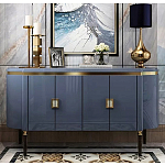 Дизайнерский комод синий глянцевый с золотыми ручками на 4-х дверцах Martin варинант исполнения - 2 | Loft Concept в Барнауле