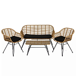 Журнальный столик с столешницей из ротанга и стекла Wicker Tabletop Under Glass варинант исполнения - 3 | Loft Concept в Барнауле