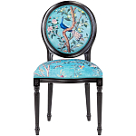 Стул из массива бука бирюзовый с изображением птиц в саду Turquoise Chinoiserie Blue Bird Chair варинант исполнения - 1 | Loft Concept в Барнауле