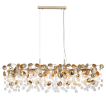 Люстра линейная с подвесками в форме монеток и золотистыми круглыми элементами из металла в виде лепестков FAIRYTREE Light варинант исполнения - 3 | Loft Concept в Барнауле