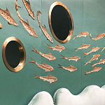 Обои с вышивкой ручной работы Deco Fish Original colourway варинант исполнения - 3 | Loft Concept в Барнауле