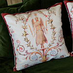 Декоративная подушка бежевая с растительным орнаментом Raffael Angel Beige Red Cushion варинант исполнения - 2 | Loft Concept в Барнауле