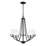 Люстра в цвете темная бронза с 5-ю белыми цилиндрическими плафонами Generation Lighting варинант исполнения - 2 | Loft Concept в Барнауле