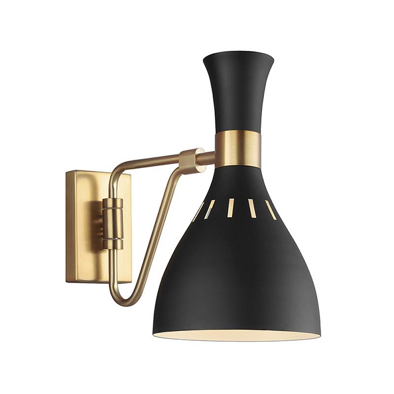 Бра с плафоном в форме песочных часов с узкими перфорированными отверстиями Feiss Черный Белый Латунь в Барнауле | Loft Concept 
