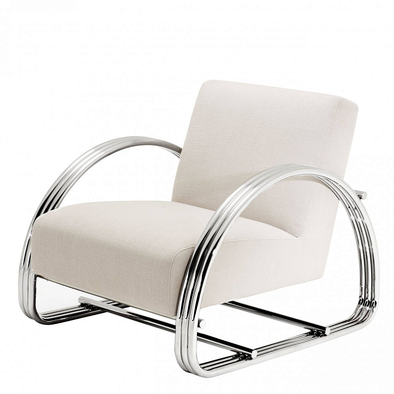 Кресло Eichholtz Chair Basque Молочный Нержавеющая сталь Кресло Eichholtz Chair Basque Молочный Нержавеющая сталь в Барнауле | Loft Concept