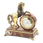 Часы настольные бронзовые с декором в виде коня Horse Stone Clock варинант исполнения - 2 | Loft Concept в Барнауле