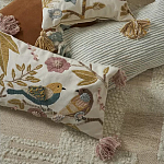 Чехол на подушку с кисточками и вышивкой птиц Ethnic mix Birds Rect варинант исполнения - 6 | Loft Concept в Барнауле