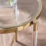 Золотой приставной столик с круглой стеклянной столешницей Weightless Table варинант исполнения - 7 | Loft Concept в Барнауле