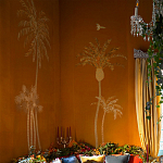 Обои с вышивкой ручной работы Deco Palms Original colourway on velvet 2 варинант исполнения - 1 | Loft Concept в Барнауле