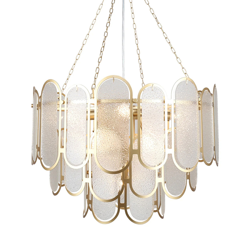 Люстра с многослойным эффектом из овальных элементов из непрозрачного стекла Conformation Латунь в Барнауле | Loft Concept 