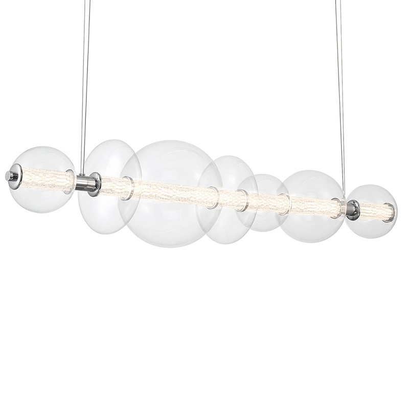 Подвесной светильник линейный с прозрачными стеклянными шарами разного диаметра Eurofase Прозрачное Стекло Золотой Хром в Барнауле | Loft Concept 