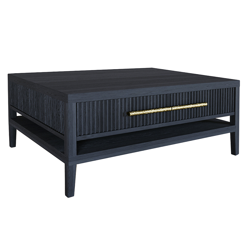 Кофейный стол Primo с двумя ящиками Черный дуб Черный матовый Золотой в Барнауле | Loft Concept 