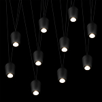 Подвесной светильник черными плафонами на длинных пересекающихся тросах Construction варинант исполнения - 10 | Loft Concept в Барнауле