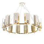 Люстра подвесная круглая с прямоугольными мраморными и золотистыми панелями на металлическом каркасе Диаметр 118 см Marble square Chandelier варинант исполнения - 3 | Loft Concept в Барнауле