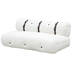 Двухместный диван без подлокотников белый с обивкой букле и ремешками из кожи Blaise Boucle Sofa варинант исполнения - 2 | Loft Concept в Барнауле