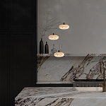 Подвесной светильник с плафоном в виде эллипса из белого алебастра Cryptocrystalline Stone варинант исполнения - 6 | Loft Concept в Барнауле