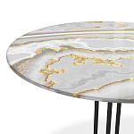 Стол журнальный с круглой столешницей из стекла Gray and Gold Marble варинант исполнения - 3 | Loft Concept в Барнауле