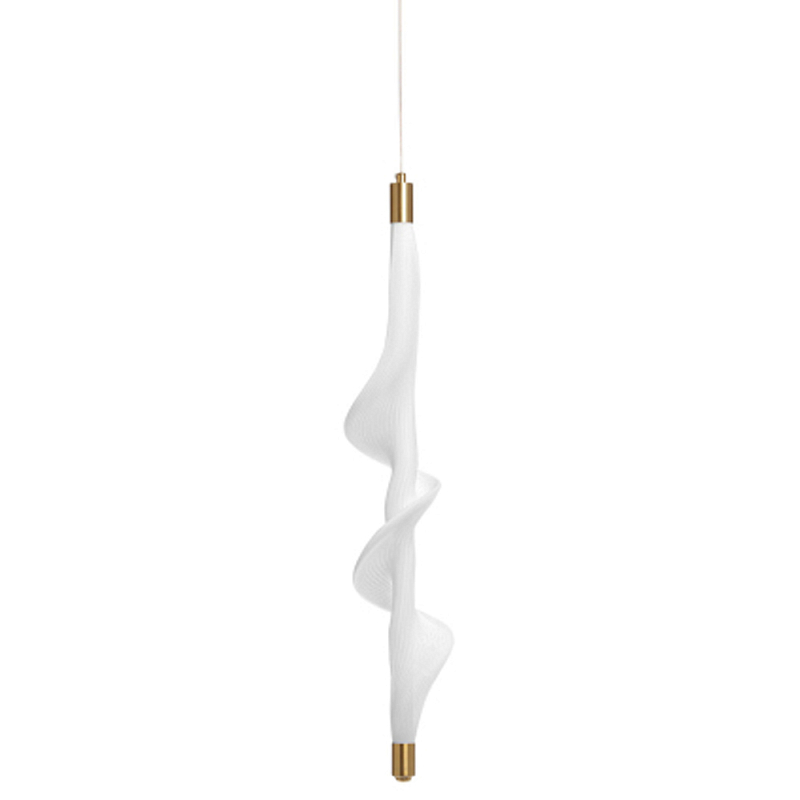 Люстра с белым скрученным плафоном Golden Swirl Белый Латунь в Барнауле | Loft Concept 