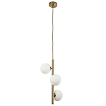 Подвесной светильник с 3-мя сферическими плафонами из матового стекла Pearls Suspension Brass Tube Hanging Lamp варинант исполнения - 2 | Loft Concept в Барнауле