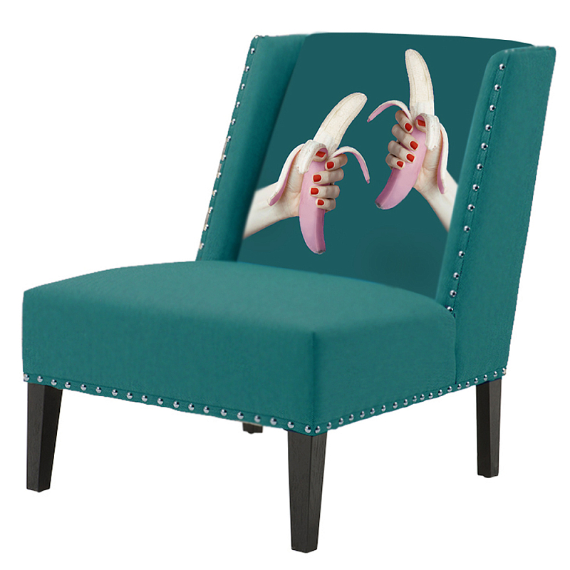 FUN Armchair Two Bananas Turquoise Дизайнерское кресло с цветным принтом Бирюзовый FUN Armchair Two Bananas Turquoise Дизайнерское кресло с цветным принтом Бирюзовый в Барнауле | Loft Concept