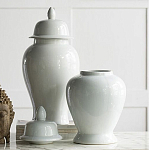 Ваза белая с крышкой однотонная Chinoiserie Ceramics варинант исполнения - 3 | Loft Concept в Барнауле