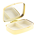 Таблетница карманная прямоугольная с 2-мя отделениями с зеркалом и накладкой из натурального камня Малахит Gold Stone Pillboxes варинант исполнения - 2 | Loft Concept в Барнауле