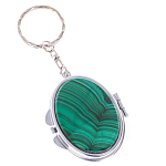 Зеркало брелок карманное двухстороннее из натурального камня Малахит Stone Mirrors варинант исполнения - 1 | Loft Concept в Барнауле