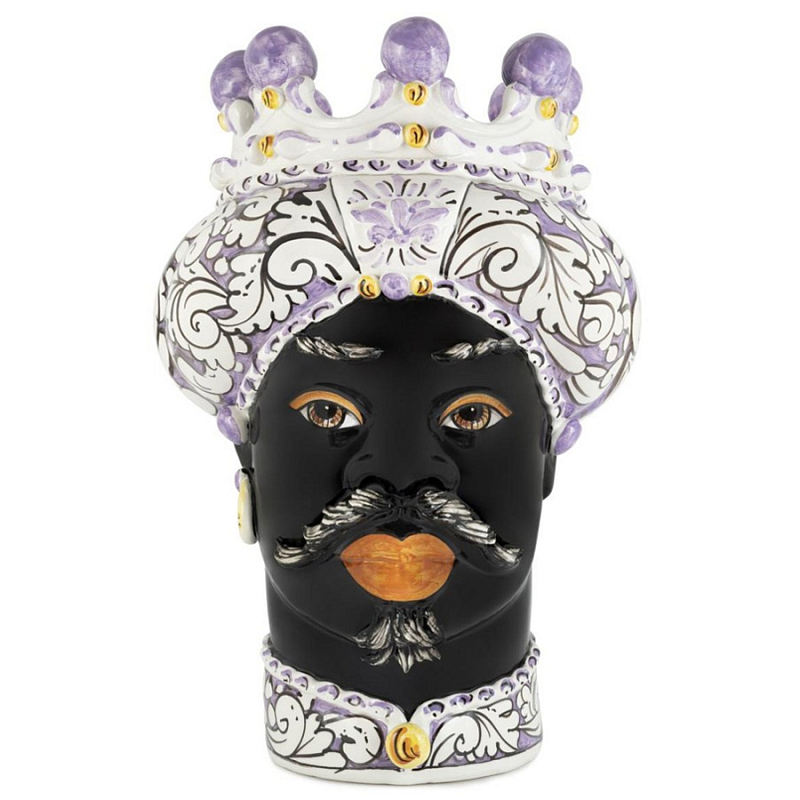 Ваза Vase Moro Man Ornate Violet Черный Фиолетовый Белый Ваза Vase Moro Man Ornate Violet Черный Фиолетовый Белый в Барнауле | Loft Concept