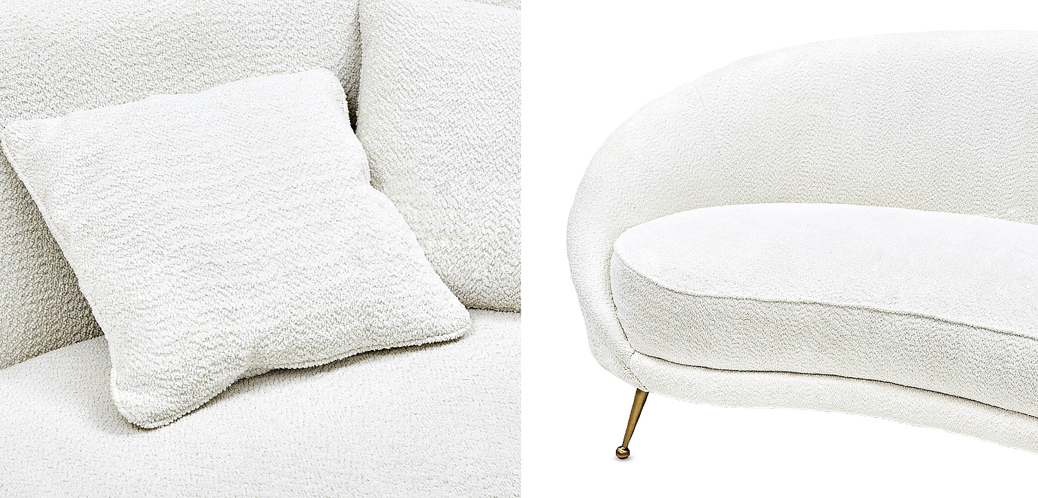 Диван с обивкой из ткани букле Manuel Sofa Белый Диван с обивкой из ткани букле Manuel Sofa Белый - Loft-Concept в Барнауле