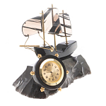 Часы настольные в виде парусника из натурального камня Обсидиан Sailboat Stone Clock варинант исполнения - 5 | Loft Concept в Барнауле