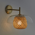 Бра с плафоном из плетенного бамбука Corzine варинант исполнения - 2 | Loft Concept в Барнауле