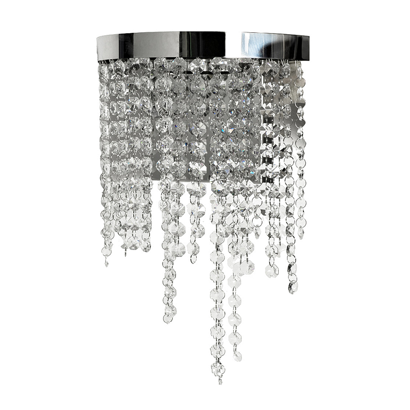 Бра Хром с каскадом сияющих кристаллов Shining Waterfall Хром Прозрачное Стекло в Барнауле | Loft Concept 