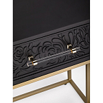 Приставной столик с резным узором на выдвижном ящике Black Table Carved Pattern варинант исполнения - 2 | Loft Concept в Барнауле