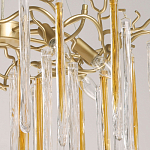 Люстра подвесная золотого цвета с разветвленными ветвями и прозрачными стеклянными подвесками Droplet Chandelier варинант исполнения - 4 | Loft Concept в Барнауле