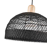 Подвесной светильник с округлым абажуром из черного ротанга Wicker Furniture варинант исполнения - 3 | Loft Concept в Барнауле