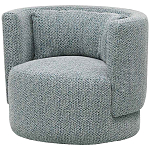 Дизайнерское мягкое кресло с круглой мягкой спинкой в голубой пестрой обивке Roux Round Armchair варинант исполнения - 1 | Loft Concept в Барнауле