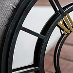 Зеркало настенное в чёрной металлической раме в виде часов Mirror Tower Clock варинант исполнения - 2 | Loft Concept в Барнауле