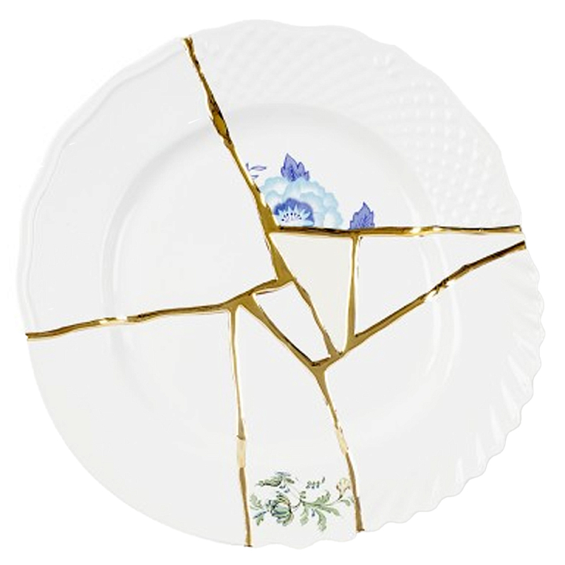 Тарелка Seletti Kintsugi II Белый Золотой Голубой Тарелка Seletti Kintsugi II Белый Золотой Голубой в Барнауле | Loft Concept