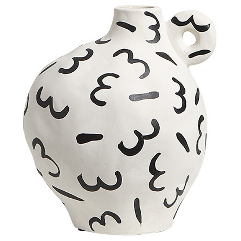 Декоративная ваза White Doodle Vase S Белый Черный Декоративная ваза White Doodle Vase S Белый Черный в Барнауле | Loft Concept