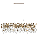 Люстра линейная с подвесками в форме монеток и золотистыми круглыми элементами из металла в виде лепестков FAIRYTREE Light варинант исполнения - 2 | Loft Concept в Барнауле